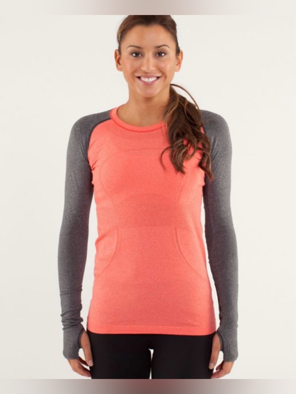 Lululemon Swiftly Tech Long Sleeve Crew Coral Gray Yoga Pilates Activewear 8